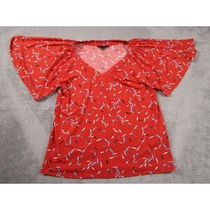 Banana Republic Top Womens Small Red Geometric Preppy‎ Basic Casual